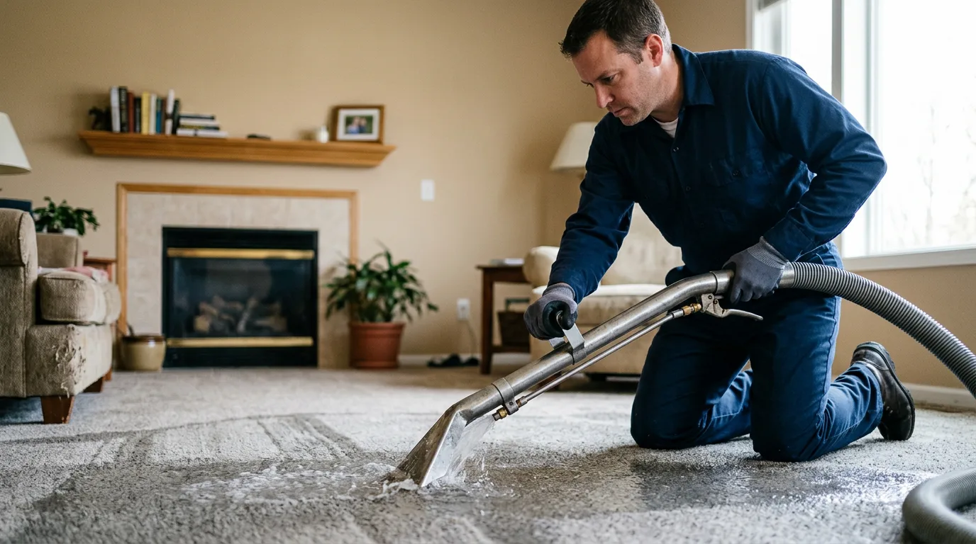 Water damage restoration technician working near Douds, IA